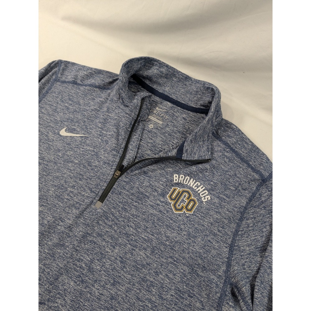 University Central Oklahoma Polo Shirt M Blue Nike Performance Quarter Zip